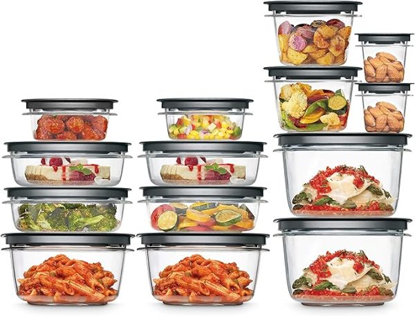 28-Piece Clear/Grey Food Storage Containers