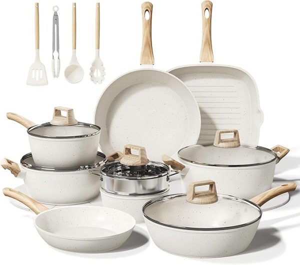 24 Pcs Pots and Pans Set Non Stick Ceramic Cookware Set